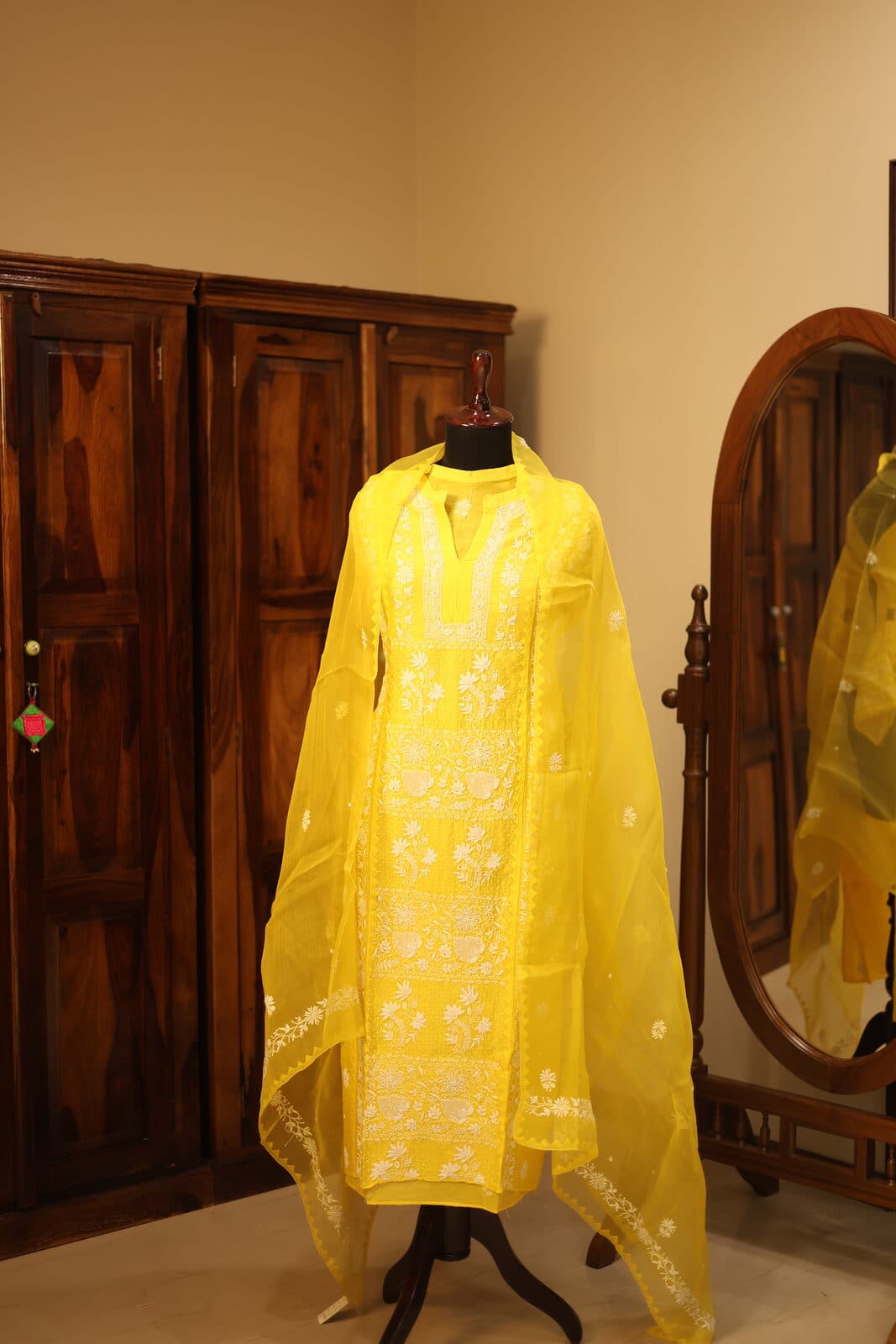 ORGANZA SILK CHIKANKARI SUIT