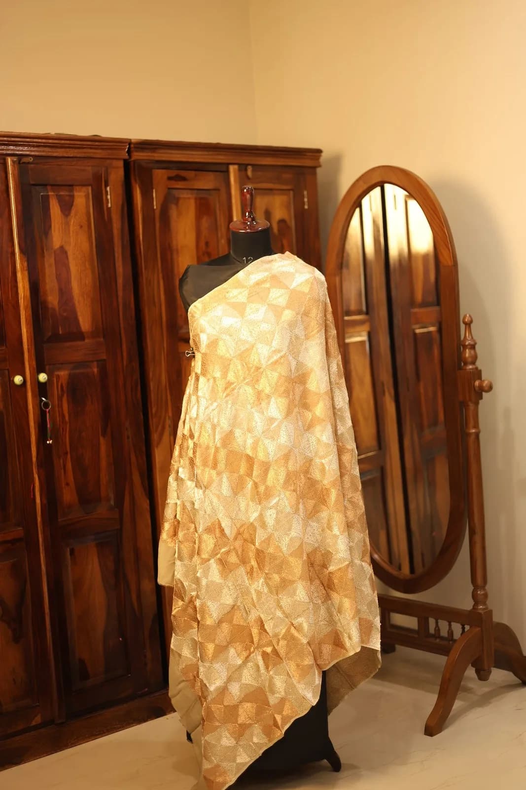 Golden Geometric Shimmer Dupatta