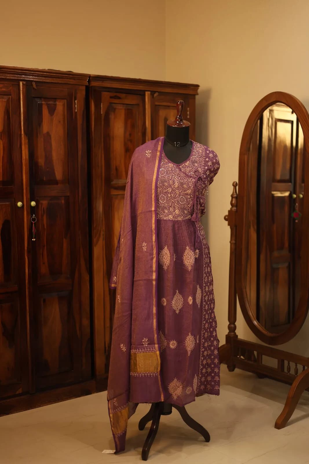 Purple Silk Saree with Gold Brocade Motifs