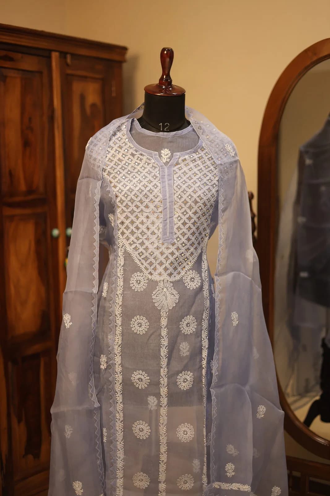 Gray Floral Ethnic Tunic
