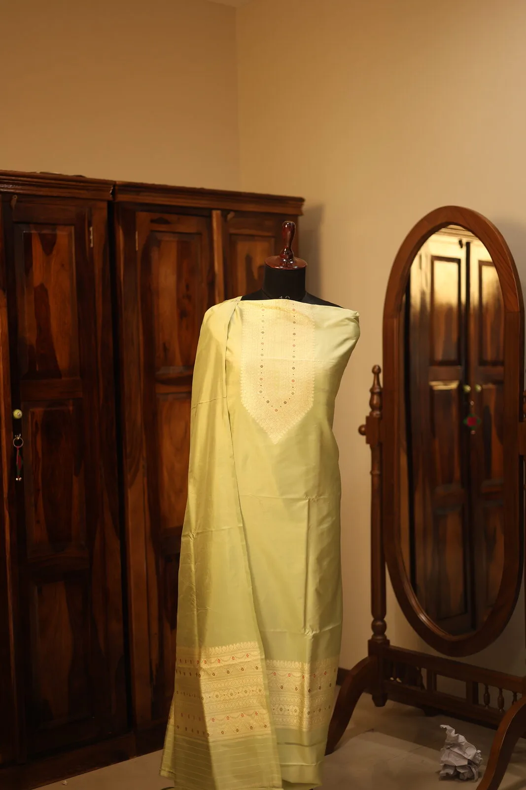 Pale Yellow Embroidered Kurti with Gold Thread Details