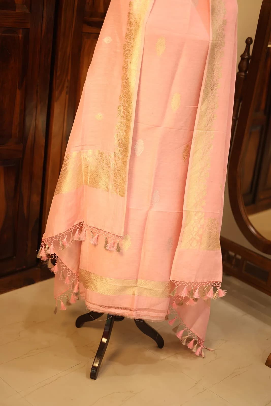 Blush Pink Salwar Kameez with Gold Leaf Embellishments