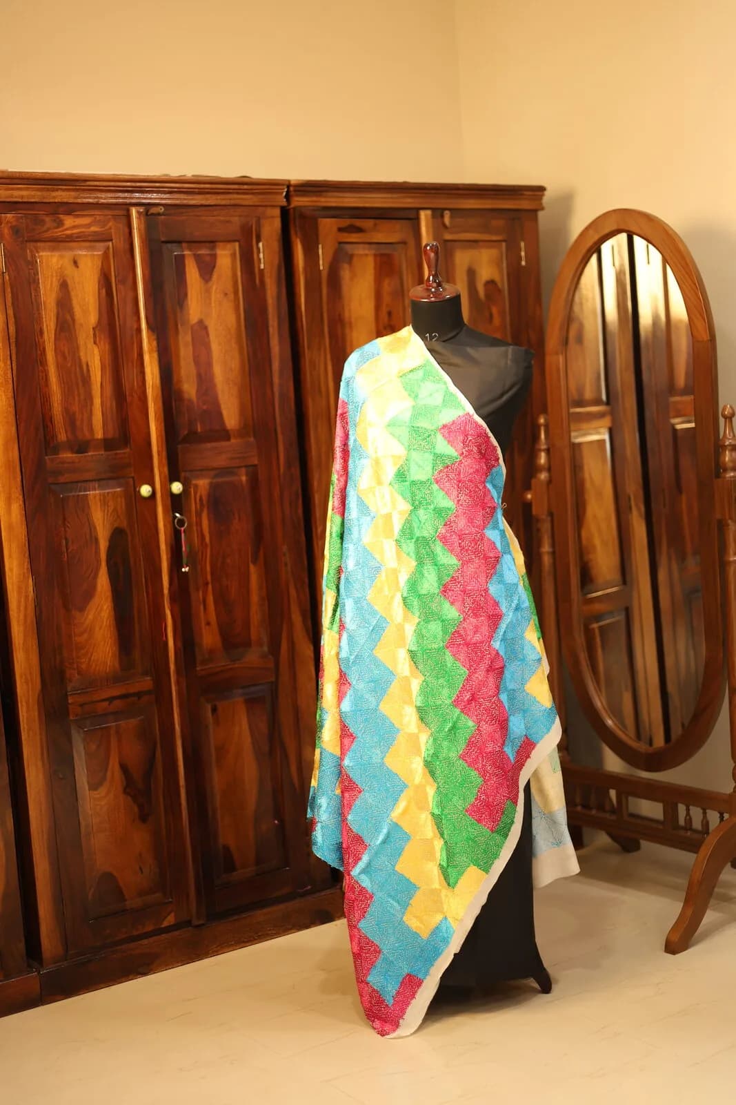 Multicolor Diamond Quilted Chevron Shawl