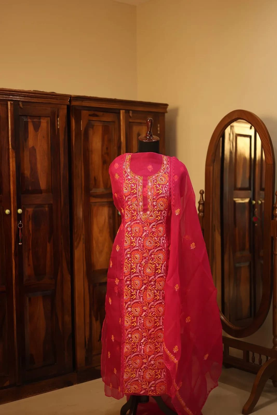 Fuchsia Pink Aari Floral Suit